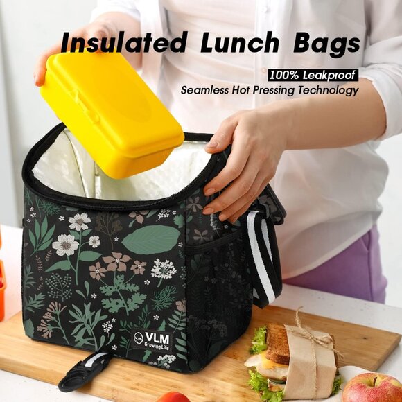 Lunch Box for Women, Insulated Lunch Bag Women with Adjustable Shoulder Strap, C - Picture 3 of 7